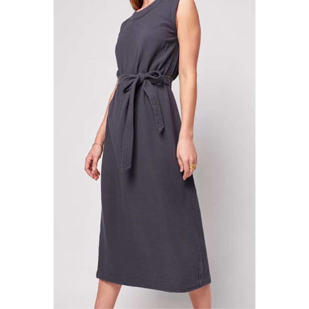 Faherty Womens Dream Costa Organic Cotton Gauze Sleeveless Dress Gray Large NWOT